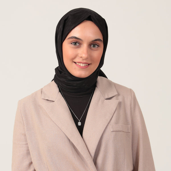 Yün İpek Şal - Dağ Desen - Siyah