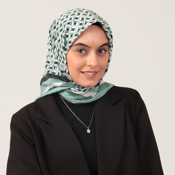 Twill Eşarp - Hipnoz Desen - Çağla Yeşili