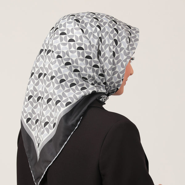 Twill Eşarp - Puzzle Desen - Siyah