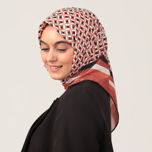 Twill Eşarp - Hipnoz Desen - Kiremit