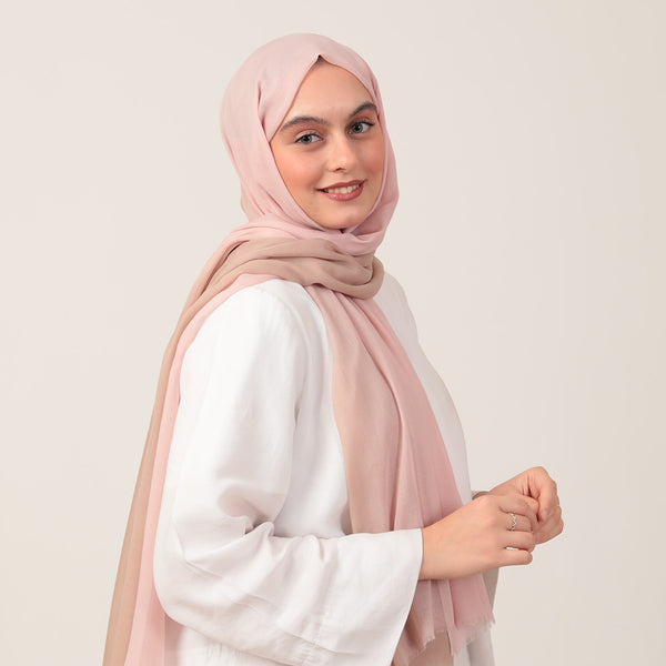 Degrade Şal - Pudra Pembe
