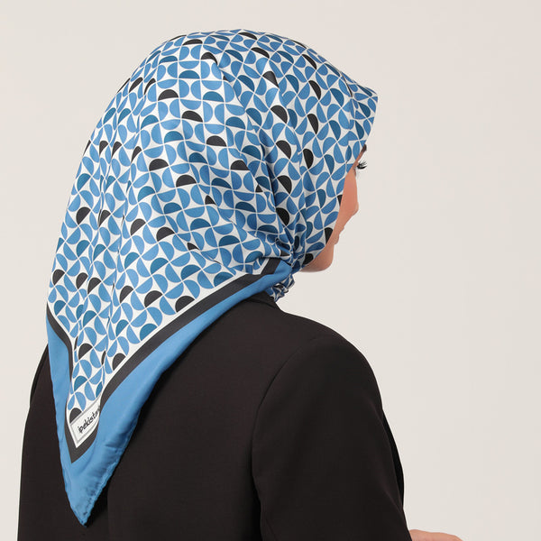 Twill Eşarp - Puzzle Desen - İndigo