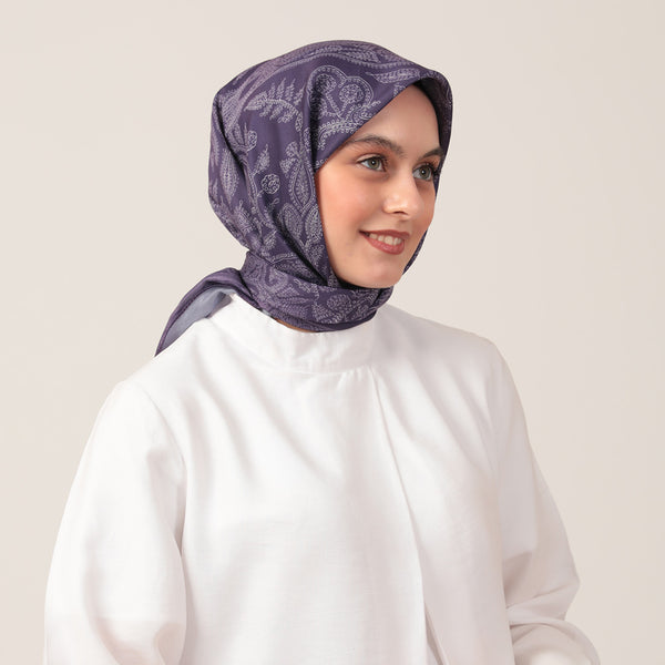 Pamuk İpek Eşarp - Mistik Desen - Mor