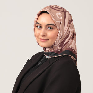 Twill Eşarp - İlkbahar Desen - Sütlü Kahve