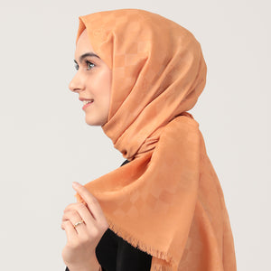 Pamuk Jakar Dama Desen Şal - Kavun