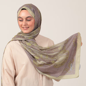 Pamuk İpek Şal - Etro Desen - Lime