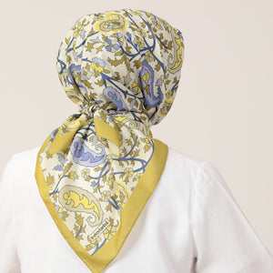 Pamuk İpek Eşarp - Etnik Floral Desen - Olive