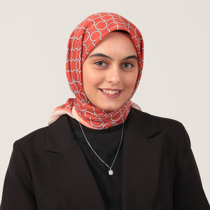 Pamuk İpek Eşarp - Halka Desen - Tarçın