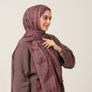 Pamuk İpek Şal - Mistik Desen - Tatlı Kahve