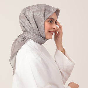 Pamuk İpek Eşarp - Mistik Desen - Koyu Taş