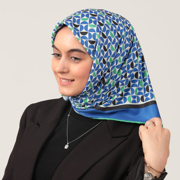 Twill Eşarp - Puzzle Desen - Fıstık Yeşili