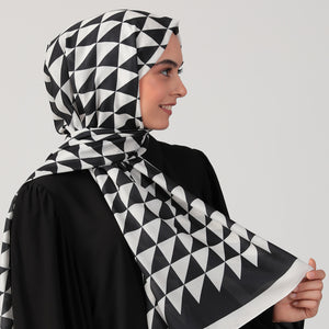 Pamuk İpek Şal - Üçgen Desen - Beyaz