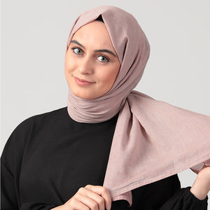 Spor Dikişli Taşlanmış Pamuk Şal - Pudra