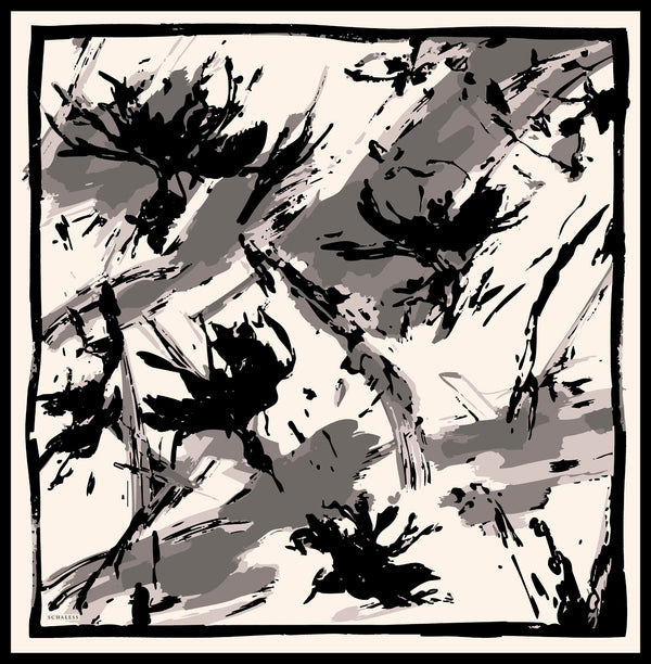 Vierra Desenli Eşarp - Özgür Fırçalar - Gri