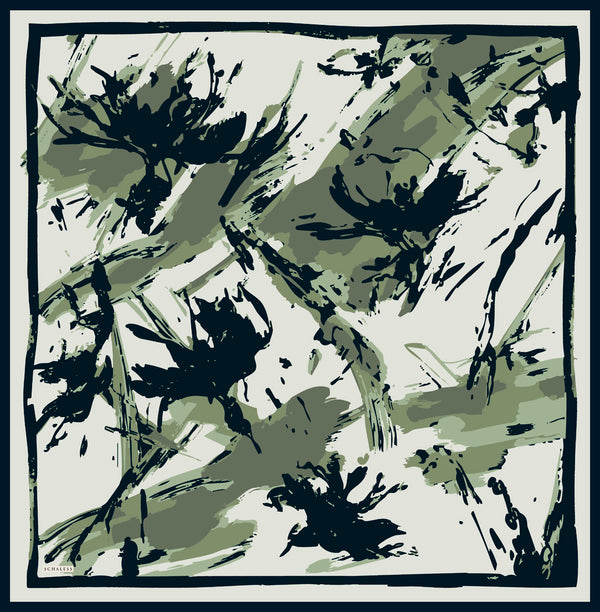 Vierra Desenli Eşarp - Özgür Fırçalar - Haki Yeşili