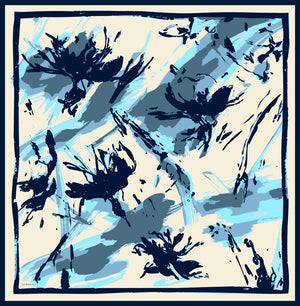 Vierra Desenli Eşarp - Özgür Fırçalar - İndigo