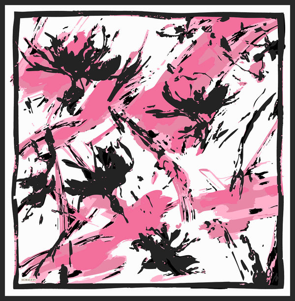 Vierra Desenli Eşarp - Özgür Fırçalar - Pembe