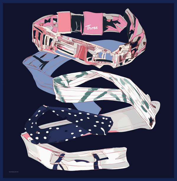 Vierra Desenli Eşarp - Düğümler ve Hikayeler - Lacivert Pembe