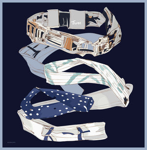 Vierra Desenli Eşarp - Düğümler ve Hikayeler - Lacivert