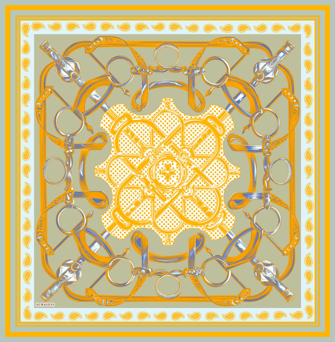 Vierra Desenli Eşarp - Süvarinin Arması - Sarı