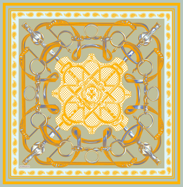 Vierra Desenli Eşarp - Süvarinin Arması - Sarı