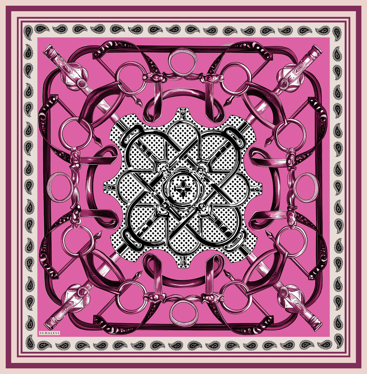 Vierra Desenli Eşarp - Süvarinin Arması - Fuşya