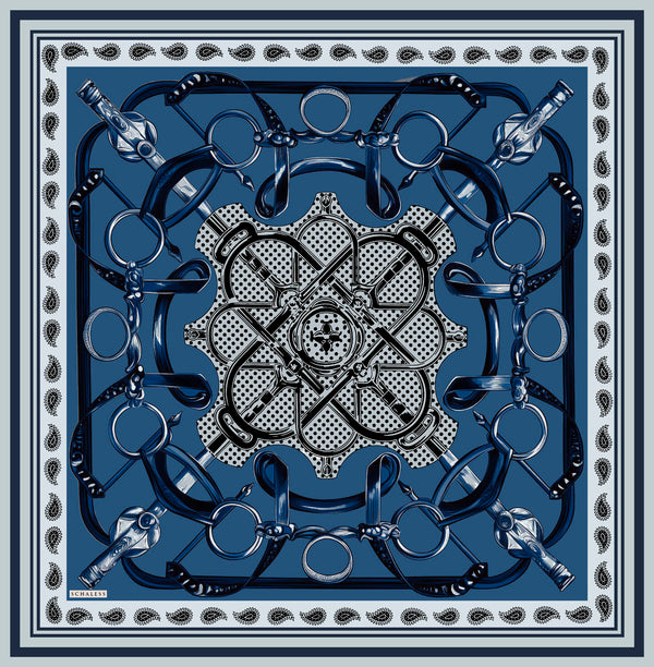 Vierra Desenli Eşarp - Süvarinin Arması - Lacivert