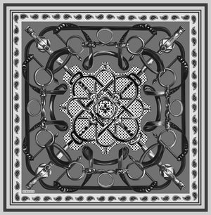 Vierra Desenli Eşarp - Süvarinin Arması - Siyah