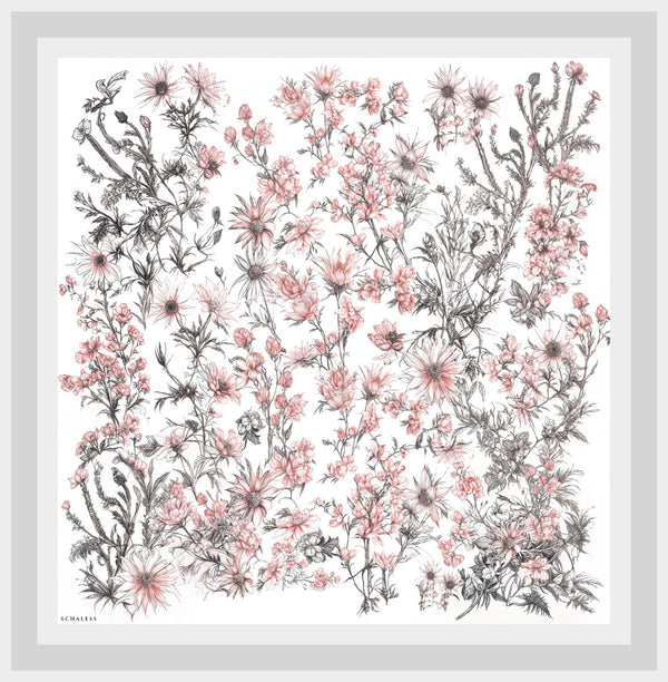 Vierra Desenli Eşarp - Sessiz Botanik - Açık Gri