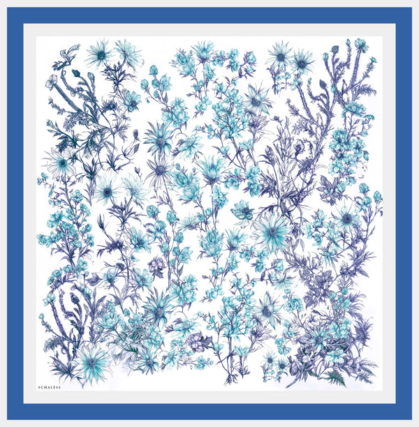 Vierra Desenli Eşarp - Sessiz Botanik - Mavi