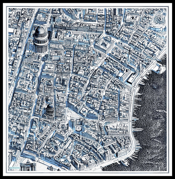 Vierra Desenli Eşarp - Yankılar Şehri - İndigo