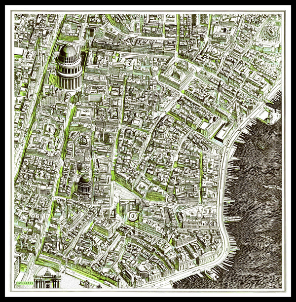 Vierra Desenli Eşarp - Yankılar Şehri - Yeşil