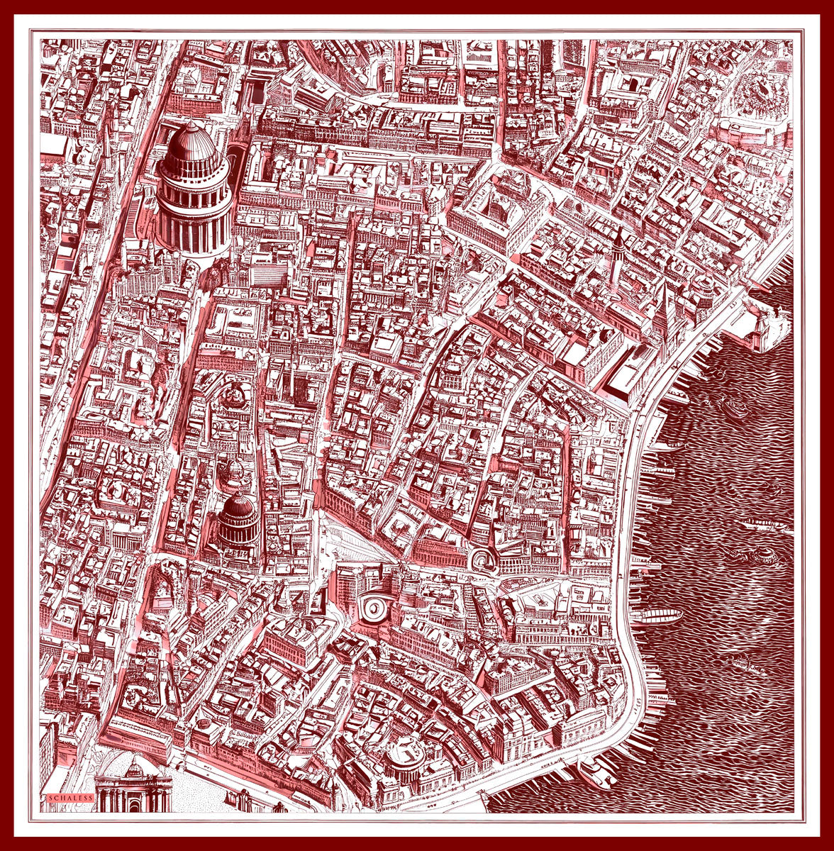 Vierra Desenli Eşarp - Yankılar Şehri - Bordo