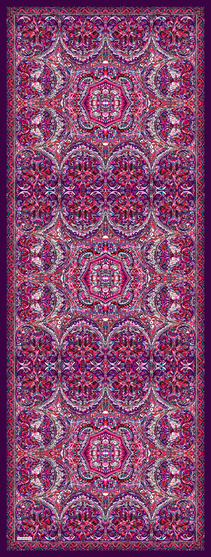 Vierra Desenli Şal - Ebedi Saraylar - Fuşya