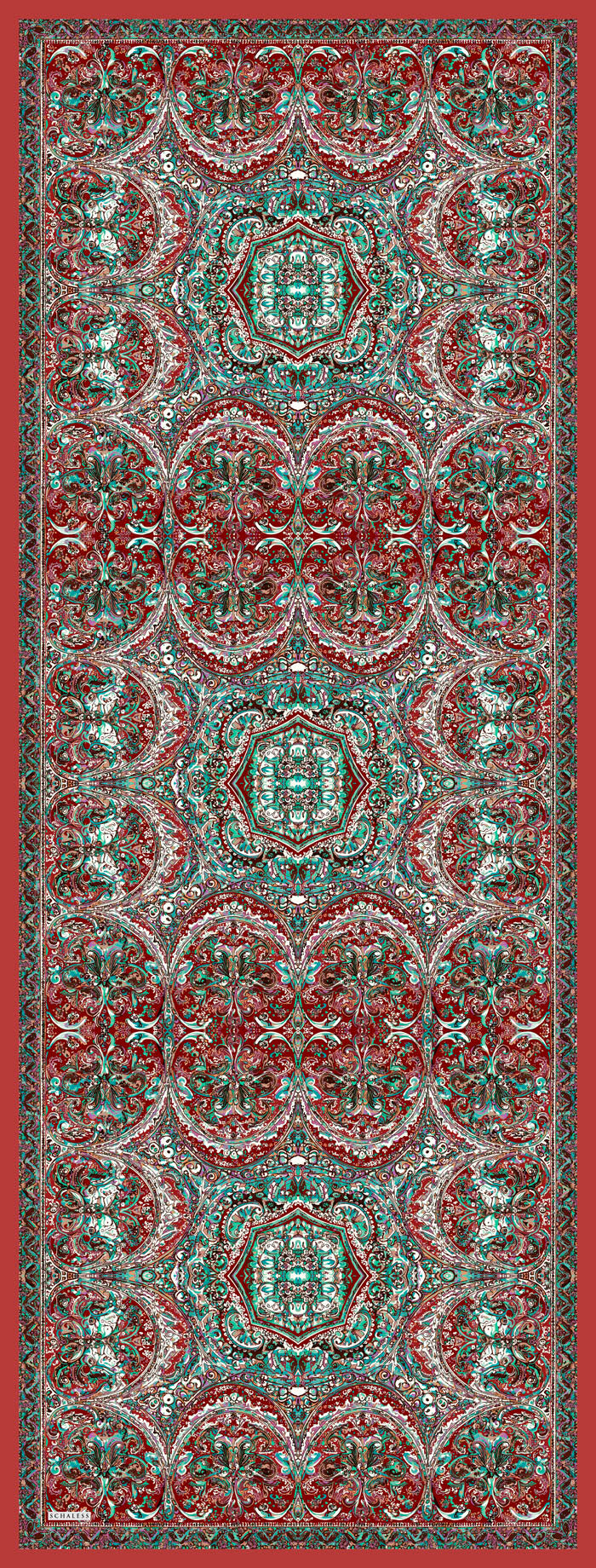 Vierra Desenli Şal - Ebedi Saraylar - Bordo Yeşil
