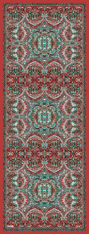 Vierra Desenli Şal - Ebedi Saraylar - Bordo Yeşil