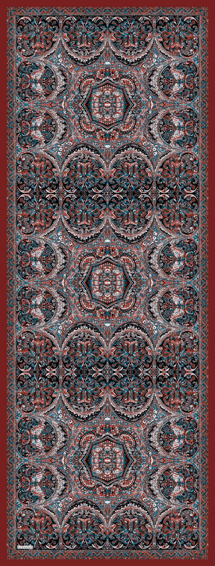 Vierra Desenli Şal - Ebedi Saraylar - Bordo Mavi