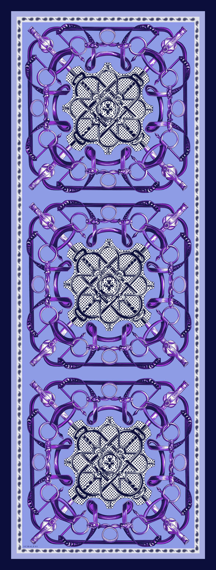 Vierra Desenli Şal - Süvarinin Arması - Mavi