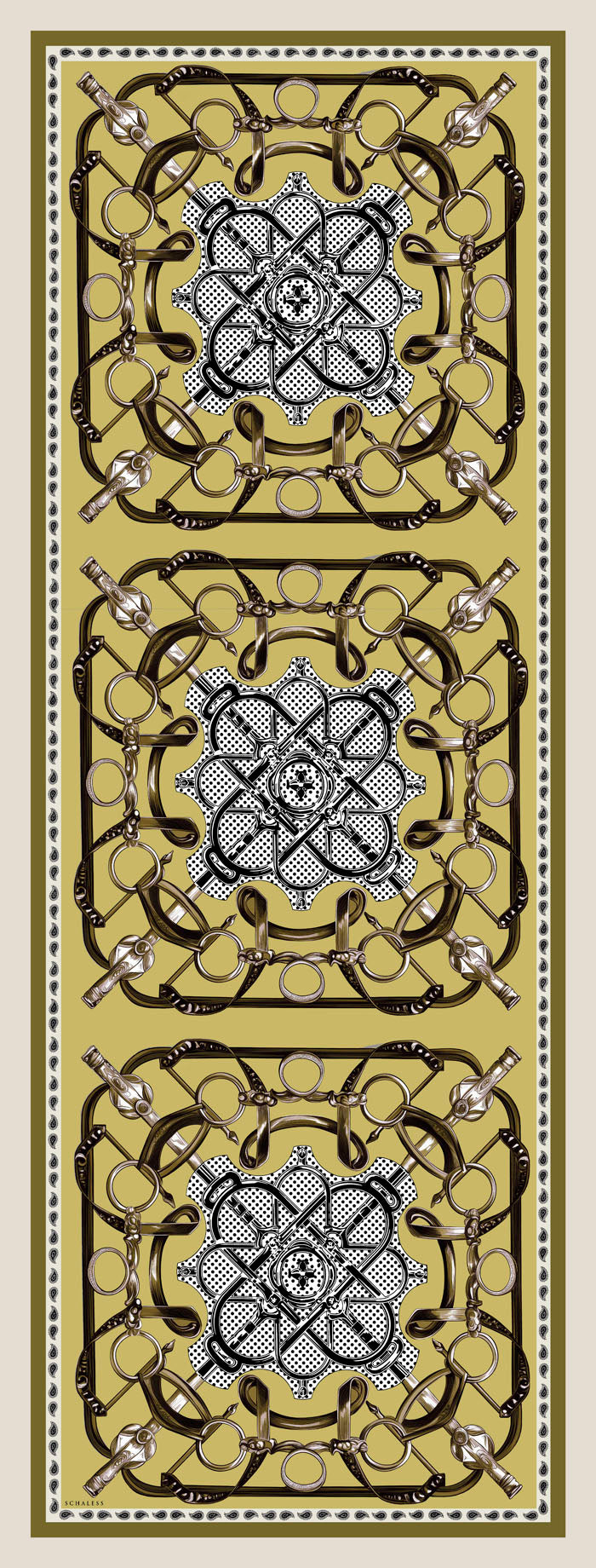 Vierra Desenli Şal - Süvarinin Arması - Hardal