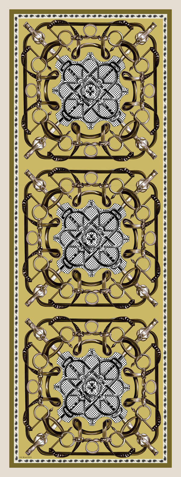 Vierra Desenli Şal - Süvarinin Arması - Hardal