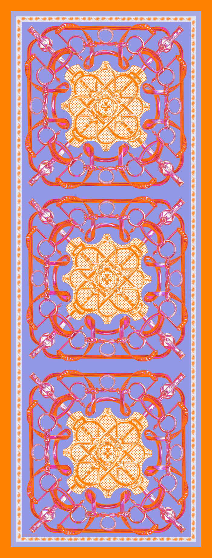 Vierra Desenli Şal - Süvarinin Arması - Oranj