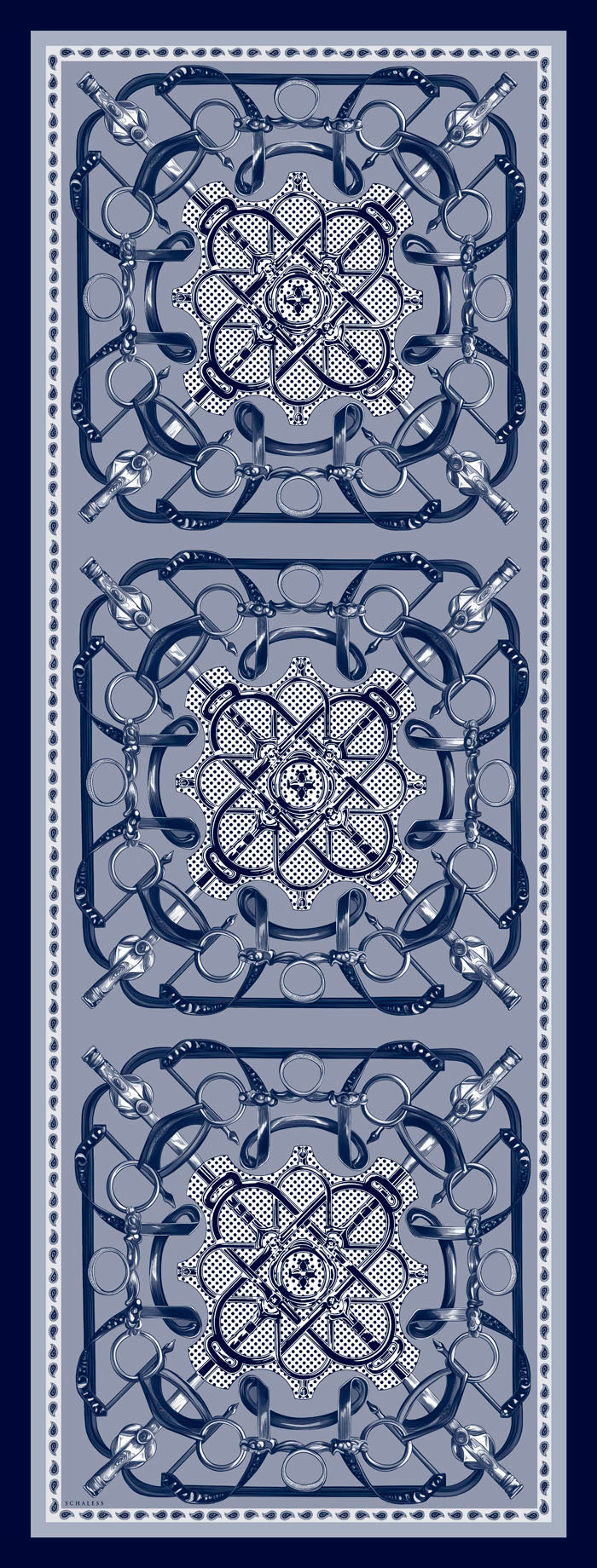 Vierra Desenli Şal - Süvarinin Arması - İndigo