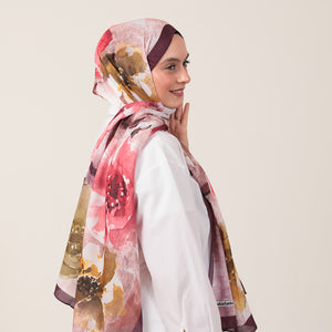 Pamuk İpek Şal - Hatmi Desen - Mürdüm