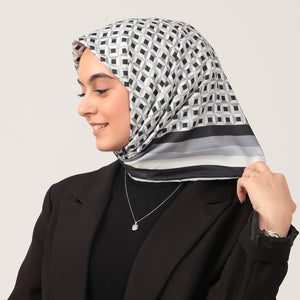 Twill Eşarp - Hipnoz Desen - Siyah