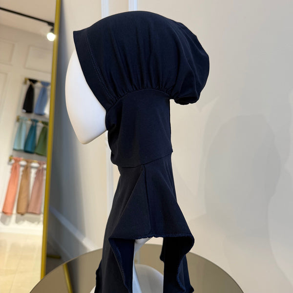 Boyunluklu Hijab Bone - Özel Üretim - Lacivert