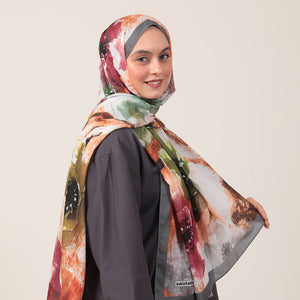 Pamuk İpek Şal - Hatmi Desen - Gri