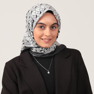 Twill Eşarp - Puzzle Desen - Siyah