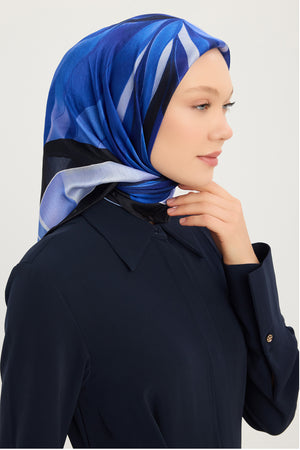 Aurora Desenli Janjan Eşarp - Göksel Gelgit - Mavi