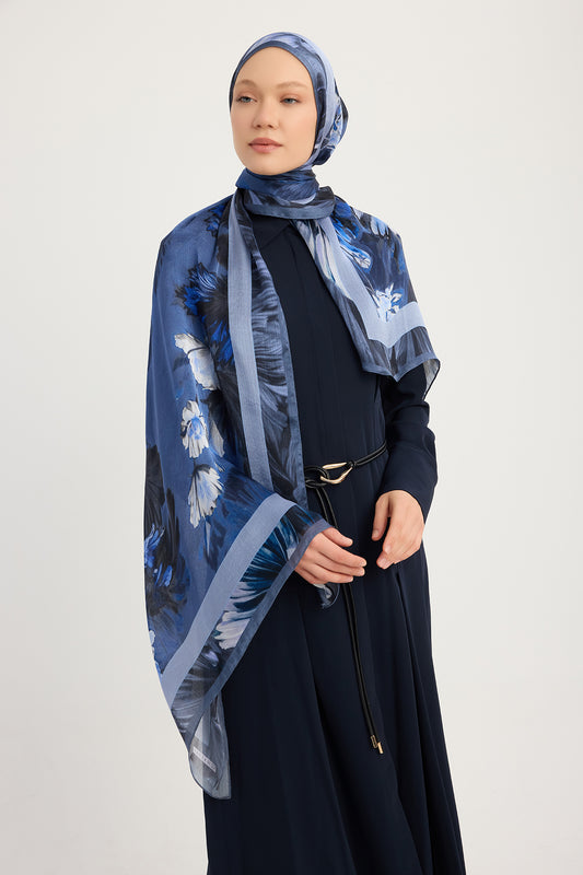 Aurora Desenli Janjan Şal - Gizli Bahçe - Lila