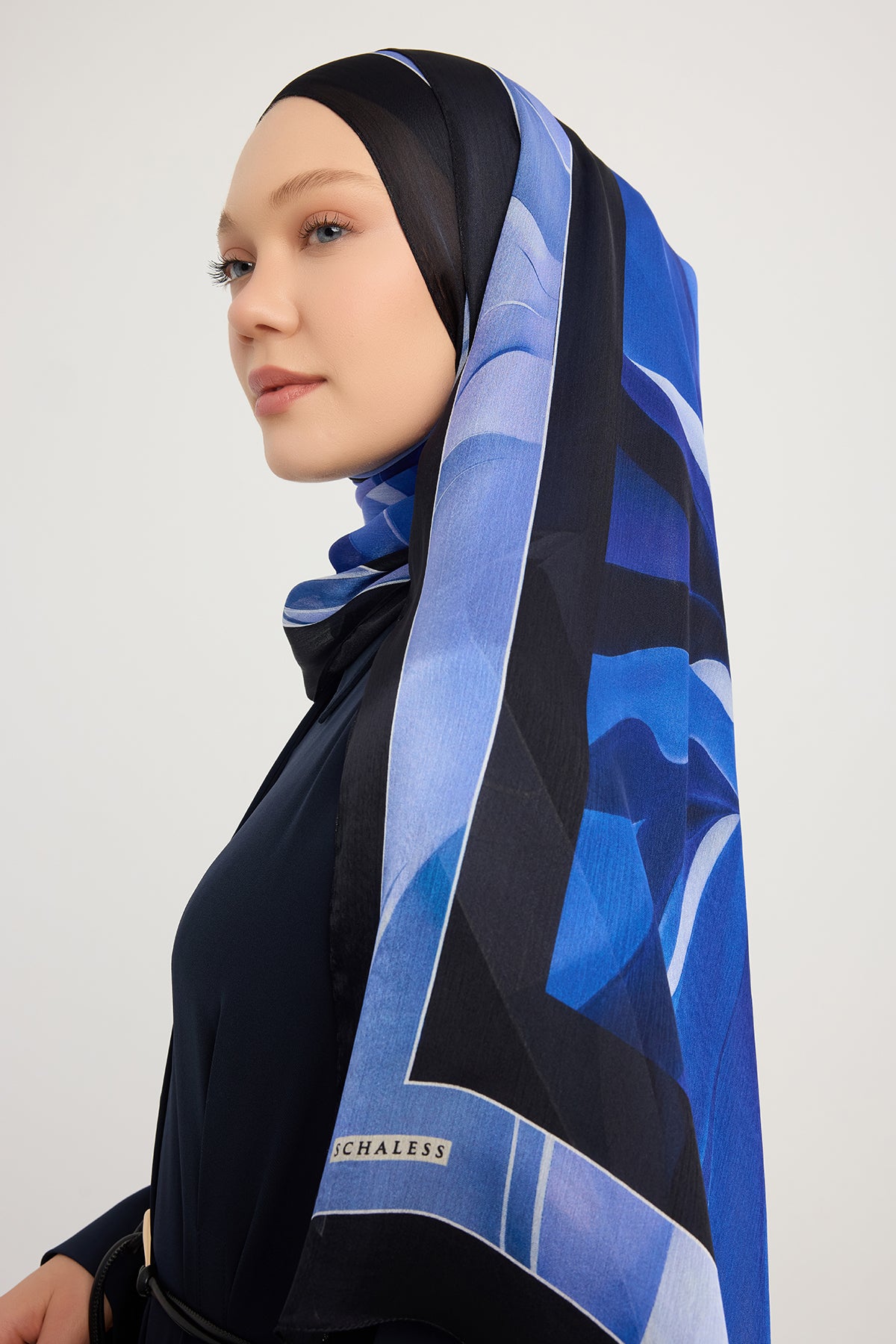 Aurora Desenli Janjan Şal - Göksel Gelgit - Mavi